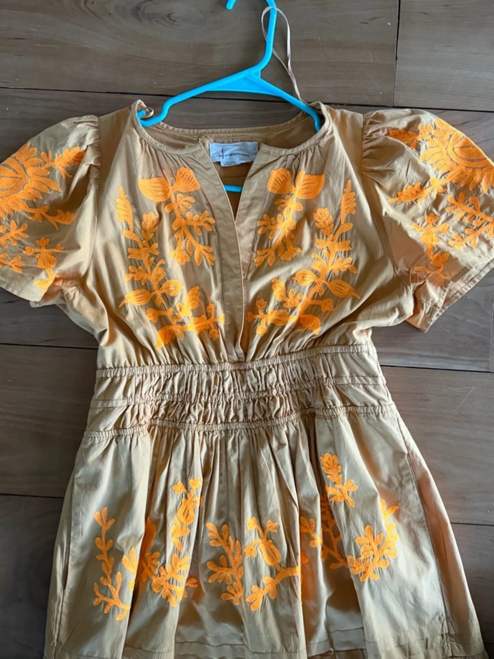 Anthropologie Women's Somerset Pleated Orange Embroidered Floral Maxi Dress XSP - Picture 8 of 16